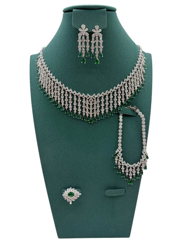 Silver Bar Jewelry Set – Necklace, Bracelet & Earrings