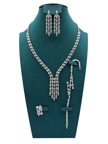 Luxury Teardrop Bridal Jewelry Set – Necklace, Earrings, Bracelet & Ring