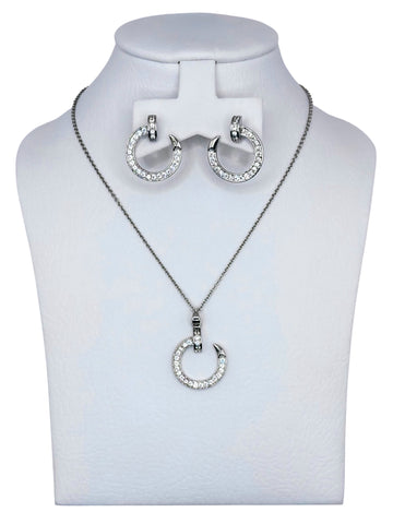 Silver Open Circle Necklace & Earrings Set