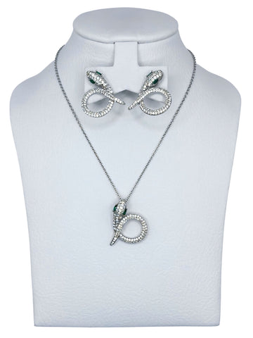 Emerald-Eyed Snake Necklace & Earring Set