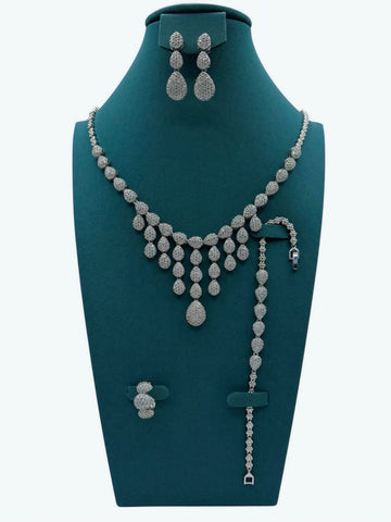 Elegant Teardrop Pave Jewelry Set – Glamorous Bridal Design