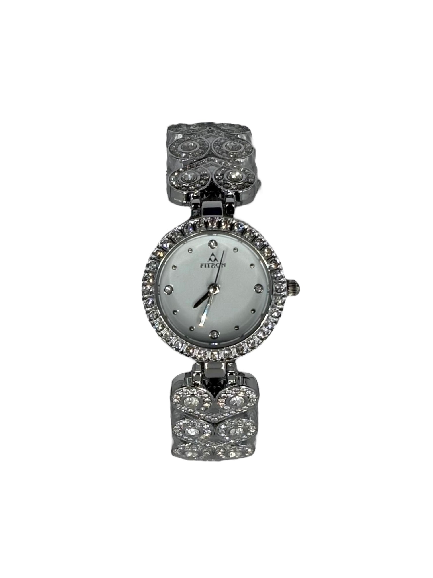 FITRON Heart-Link Crystal Watch – Silver