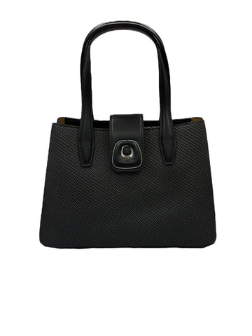 Dark Gray Textured Clutch with Square Buckle